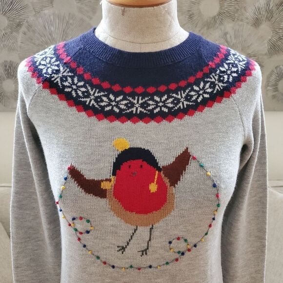 Talbots Holiday Bird Fair Isle Sweater sz Petite = 0-2 - Picture 7 of 14